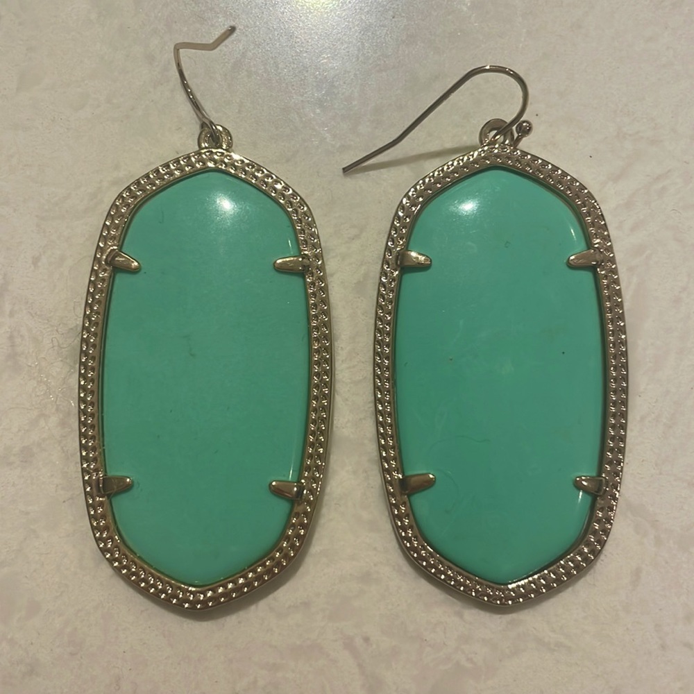 Kendra Scott Green Turquoise and Gold Elle Earrings